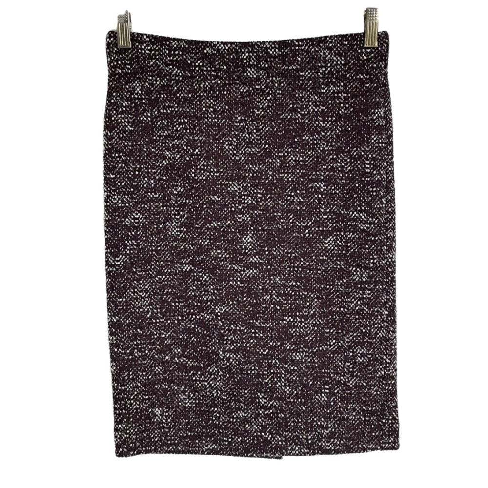 ANN FACTORY Stretchy tweed heather maroon and white pencil skirt